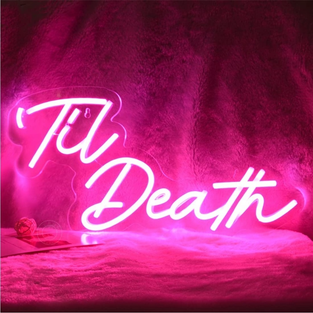 Til’ Death Neon Pink LED Light Birthday Party Graduation Teenager Bedroom Decor - Picture 3 of 6